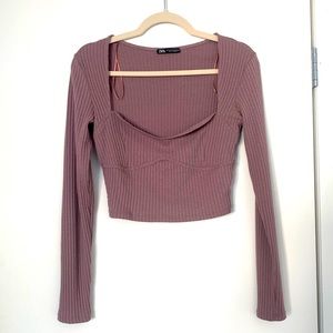 Zara ribbed long sleeves crop top